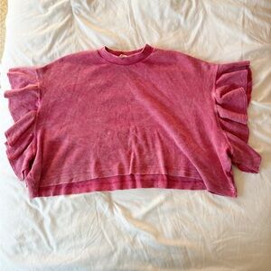 Altar’d State Nessa Pink Flutter Sleeve Top Size XS